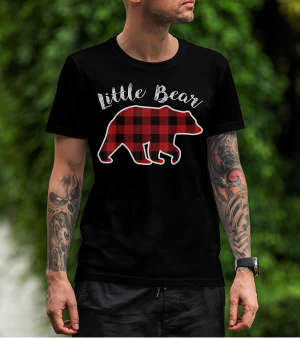 Little Bear Red Plaid Buffalo Check Pattern T-Shirt