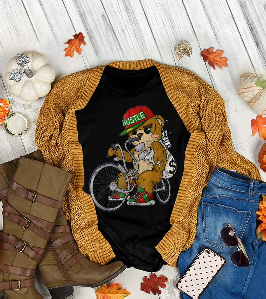 Hustle Lowrider Teddy Bear with Money Bag and Hip Hop T-Shirt