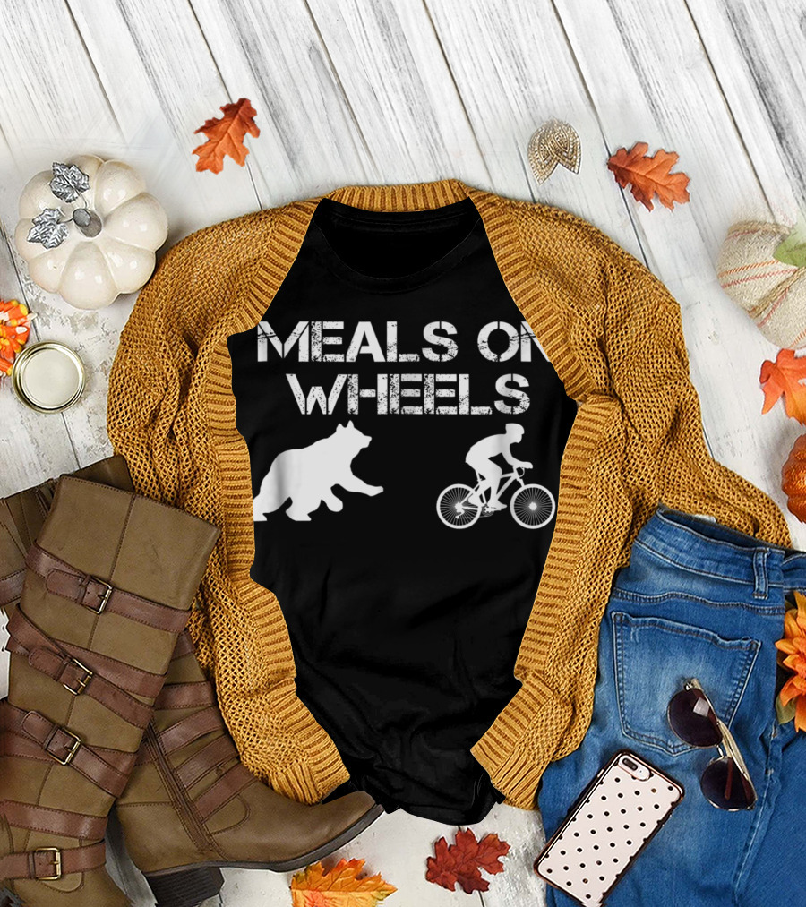 Meals On Wheels Bear Biking Bicycle Chase T-Shirt