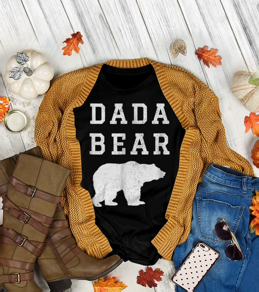 Mens Dada Bear Light Vintage Distress Bear T-Shirt