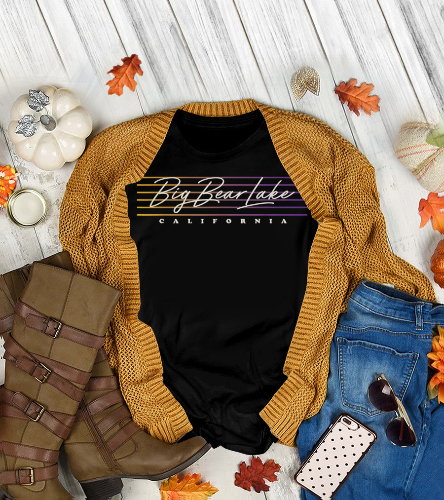 Big Bear Lake California Retro Stripes T-Shirt
