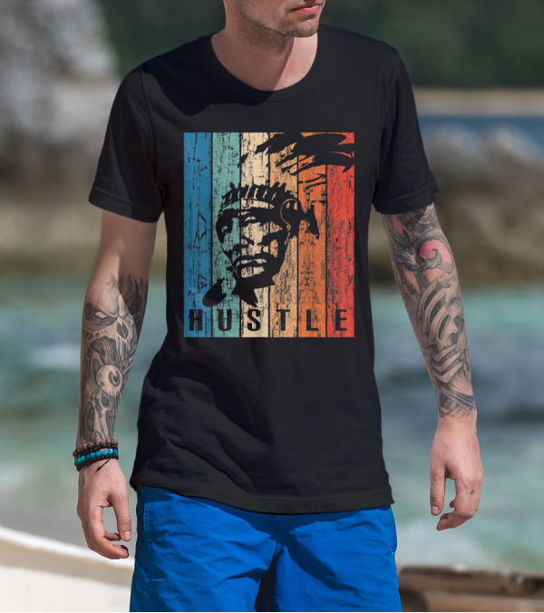 Hustle Native American Rustic Red Blue Texture T-Shirt