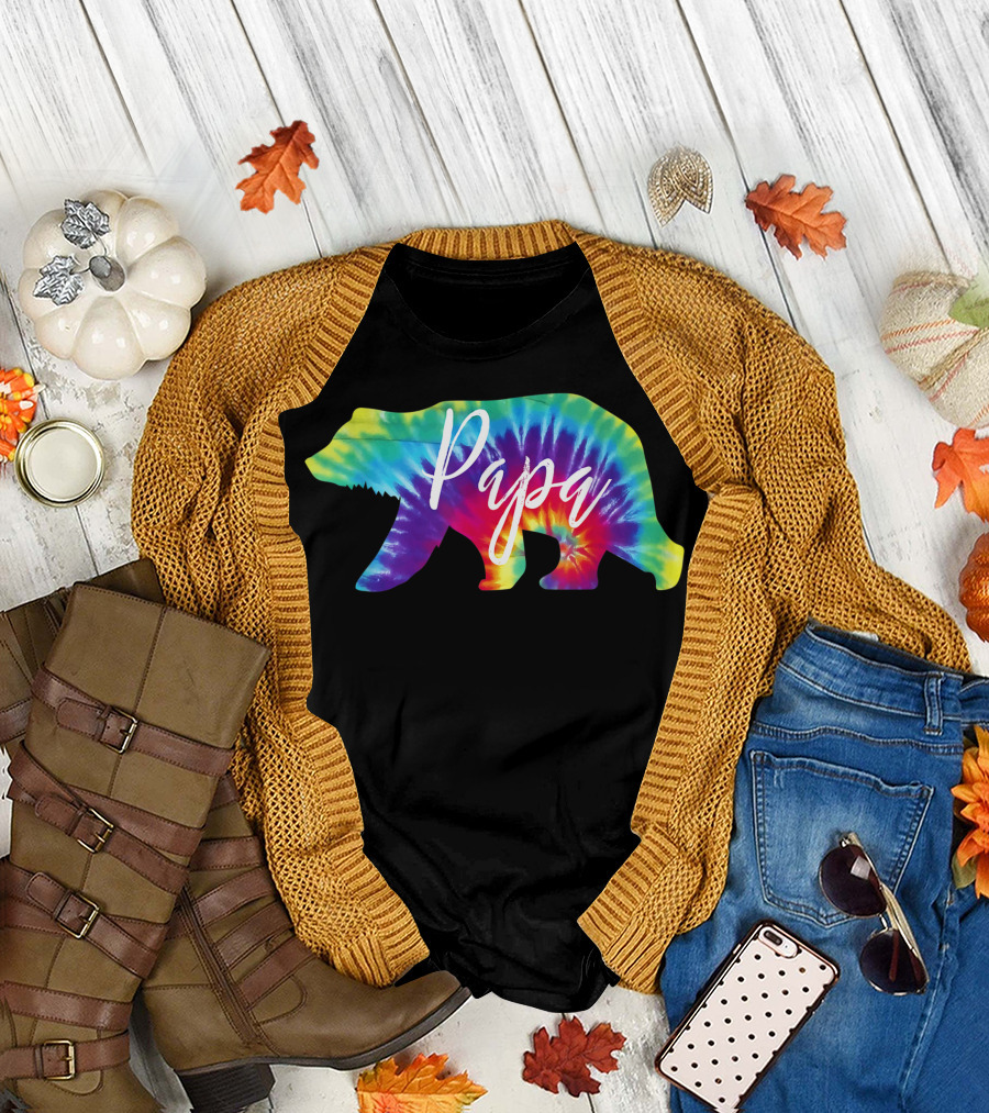 Mens Papa Bear Tie Dye Family T-Shirt