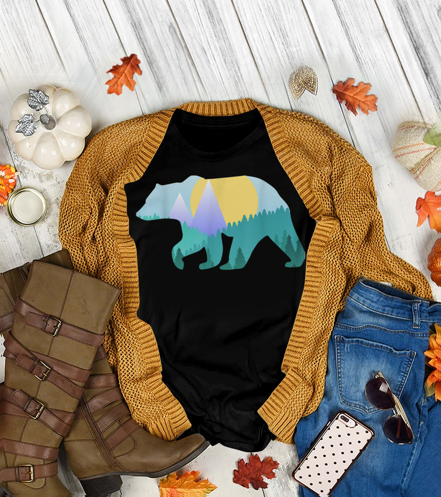Mountain Bear Nature Hiking Outdoors Camping Mens Womens T-Shirt