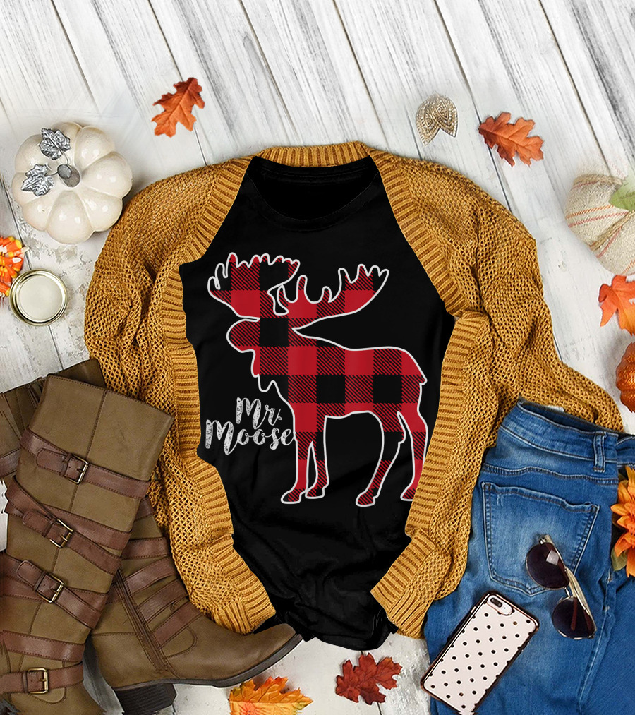 Mr Moose Red Plaid Buffalo Check T-Shirt