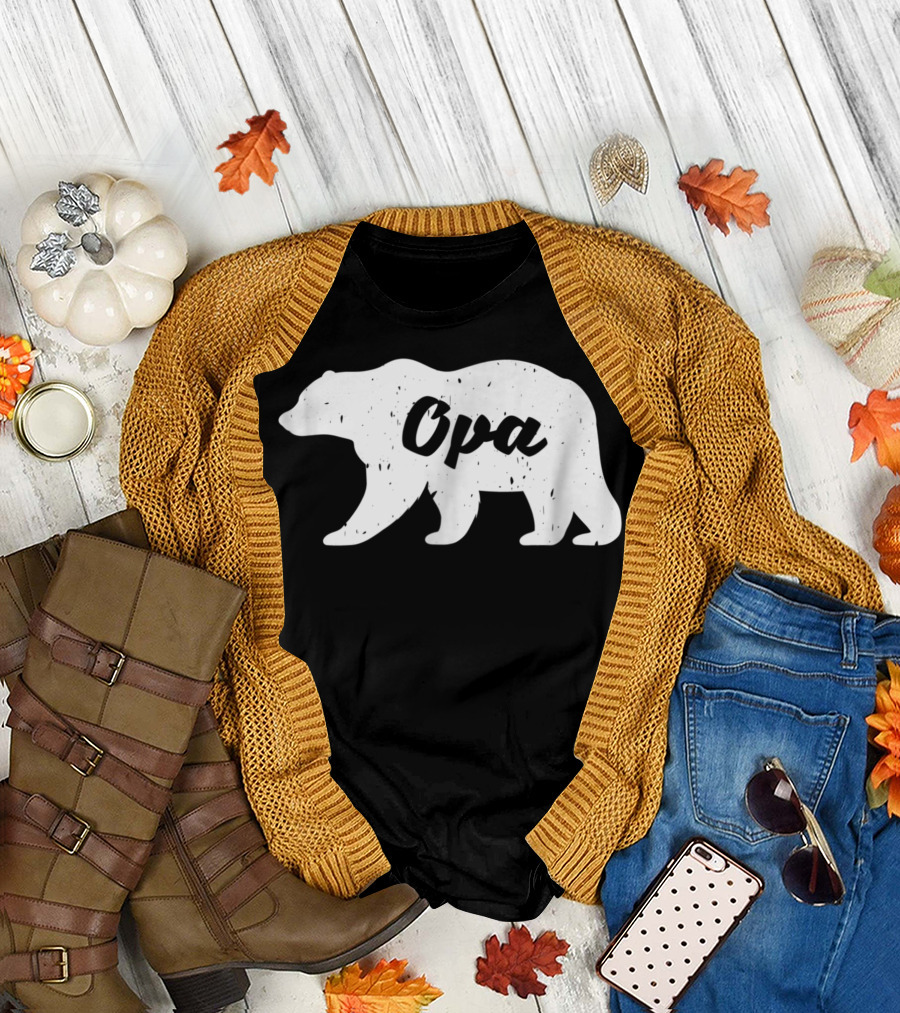 Opa Bear Silhouette Rustic T-Shirt