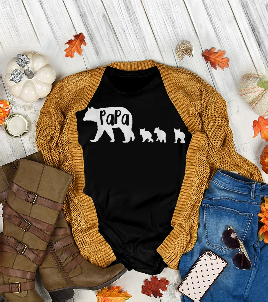 Papa Bear Father with Three Cubs T-Shirt
