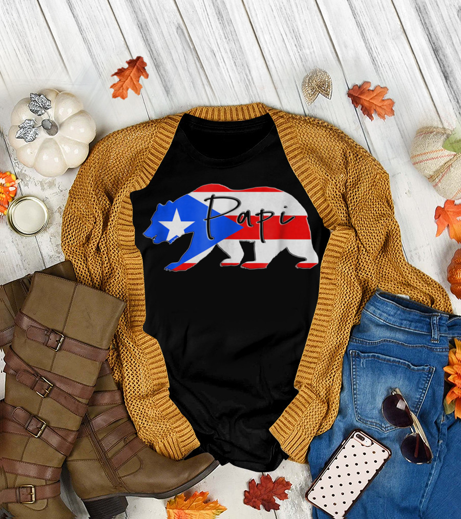 Papi Bear Puerto Rico Flag Boricua Pride T-Shirt