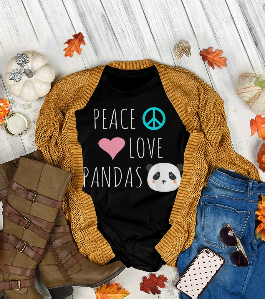 Peace Heart Love Cute Panda Bear Animal Pet T-Shirt