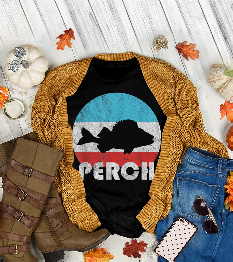Perch Fish Fishing Vintage Retro T-Shirt