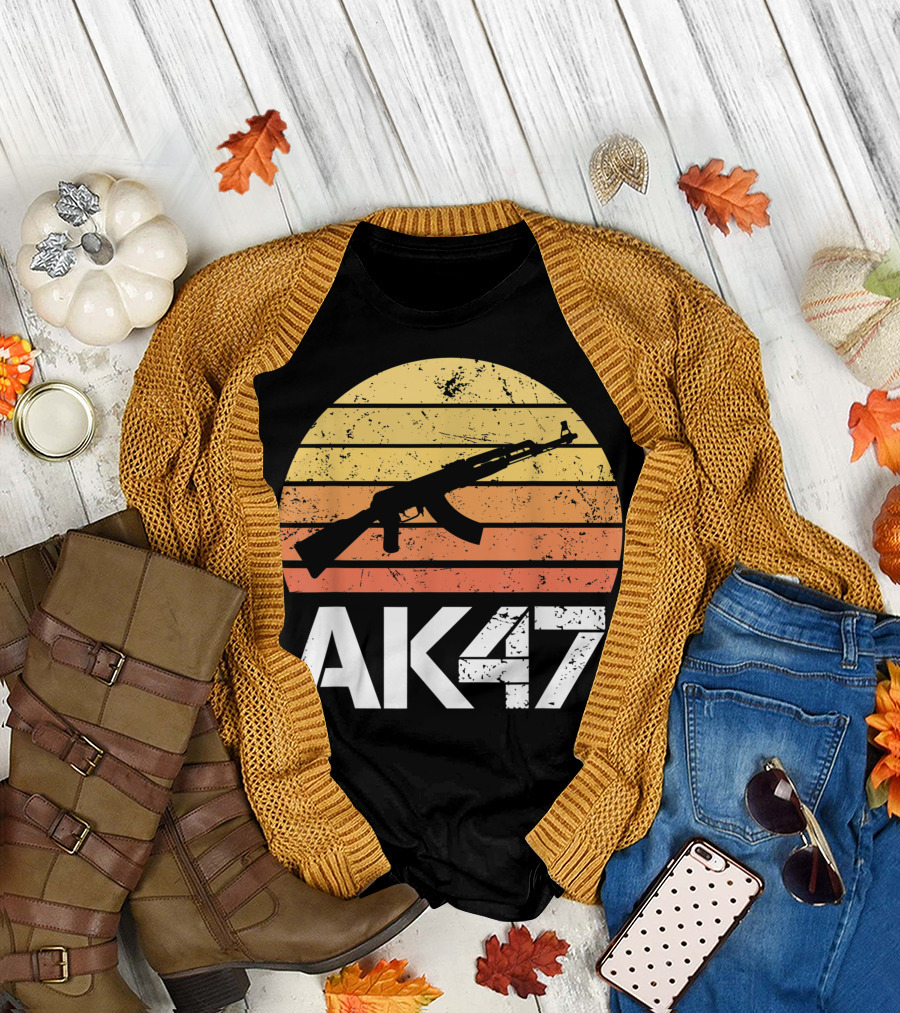 Pro Gun AK47 Rifle 2nd Amendment Sunset T-Shirt
