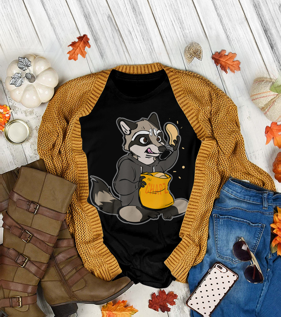Raccoon Chips Raccoon Furry Furries Tail Ears Cosplay Chapel T-Shirt
