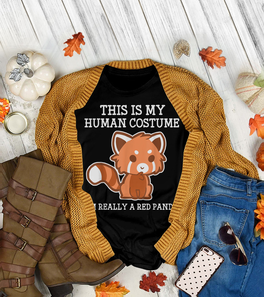 This Is My Human Costume I'm Really a Red Panda Halloween Boy Boys T-Shirt
