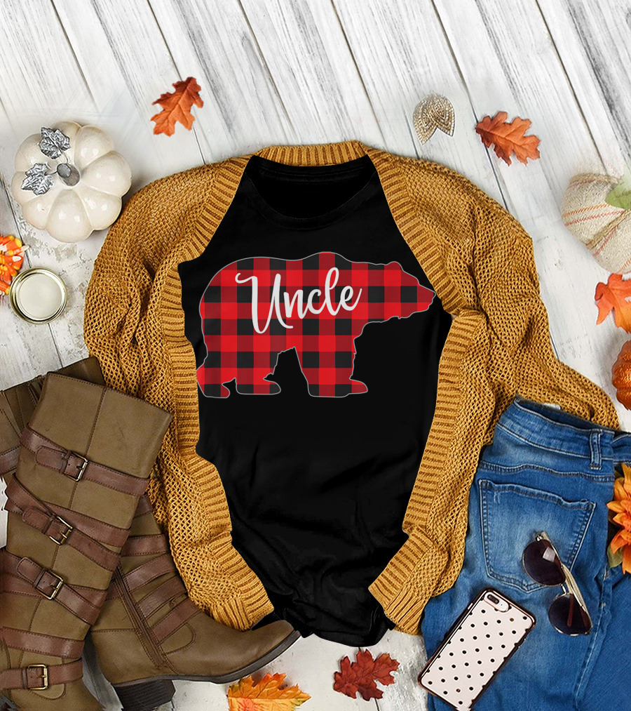 Uncle Bear Red Plaid Buffalo Check Family Matching T-Shirt