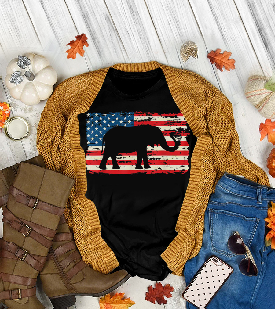 Republican Party Elephant USA Flag Elections Vote Patriotic T-Shirt