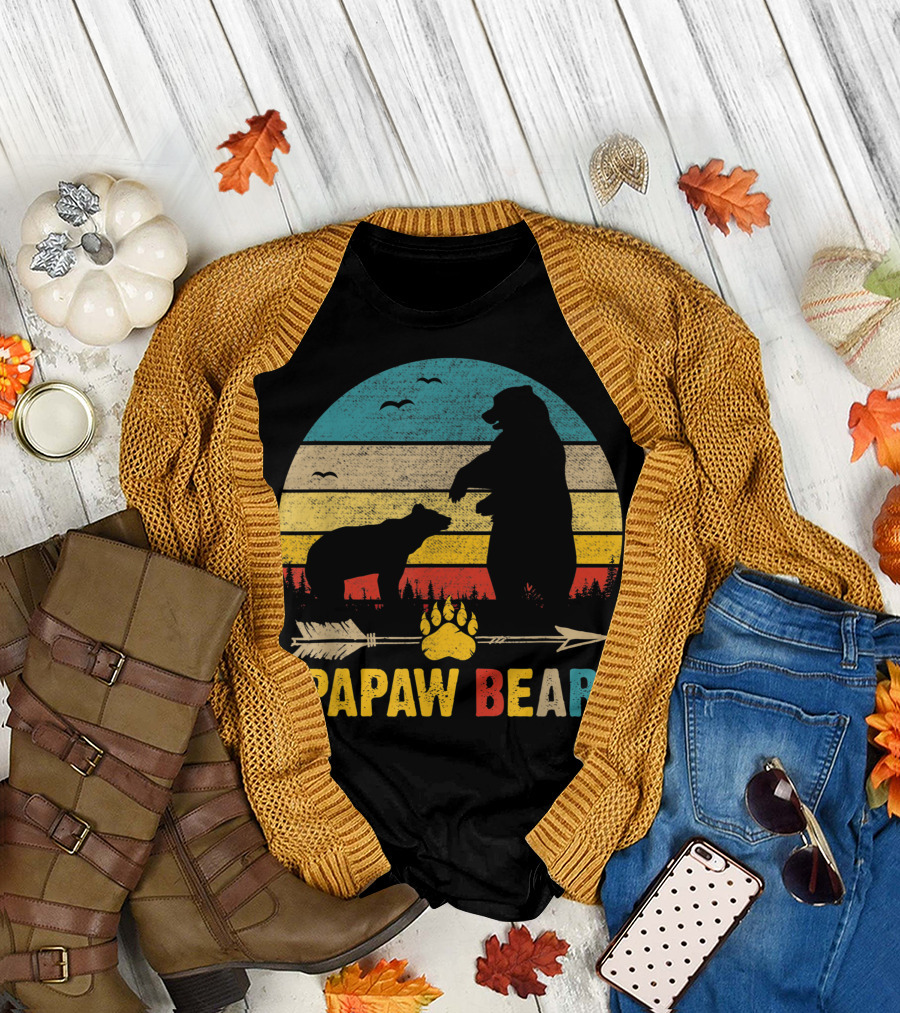 Papaw Bear Retro Matching Family Cute Bear T-Shirt
