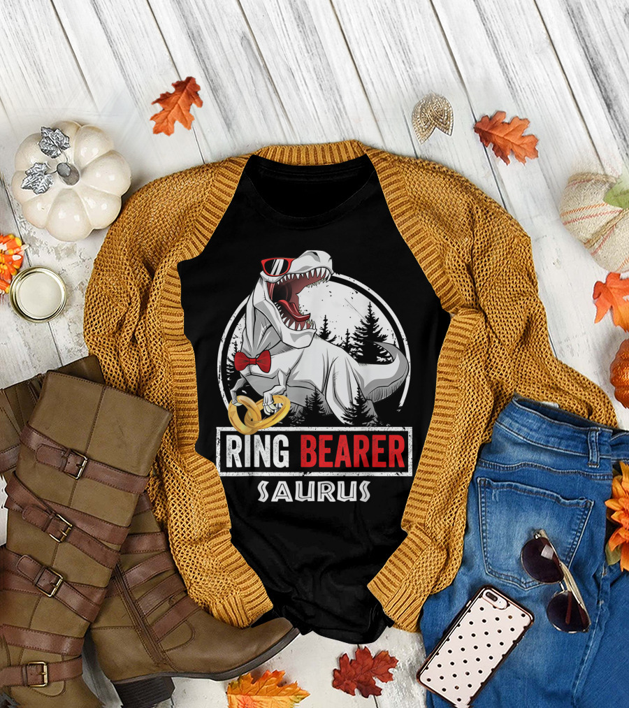 Ring Bearer Saurus Rex Wedding Kids Boys Ring Bearer T-Shirt