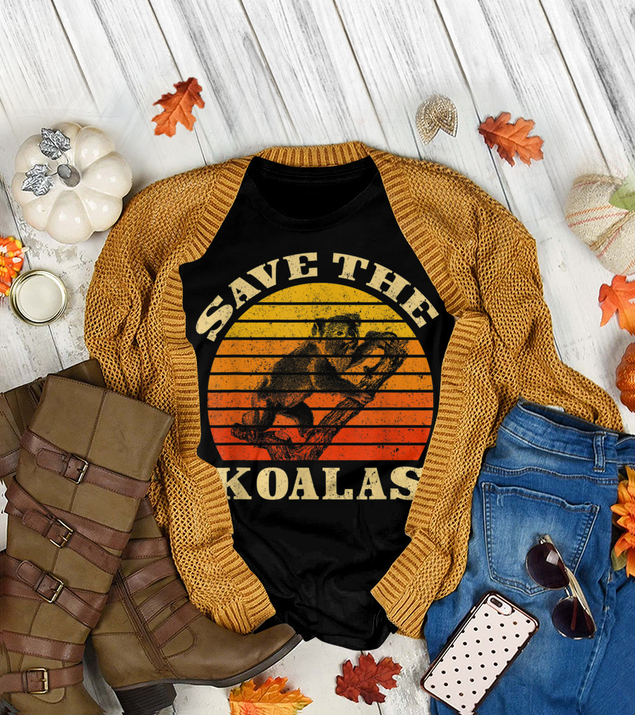 Save The Koalas Vintage Sunset Koala Bear Retro Lovers T-Shirt