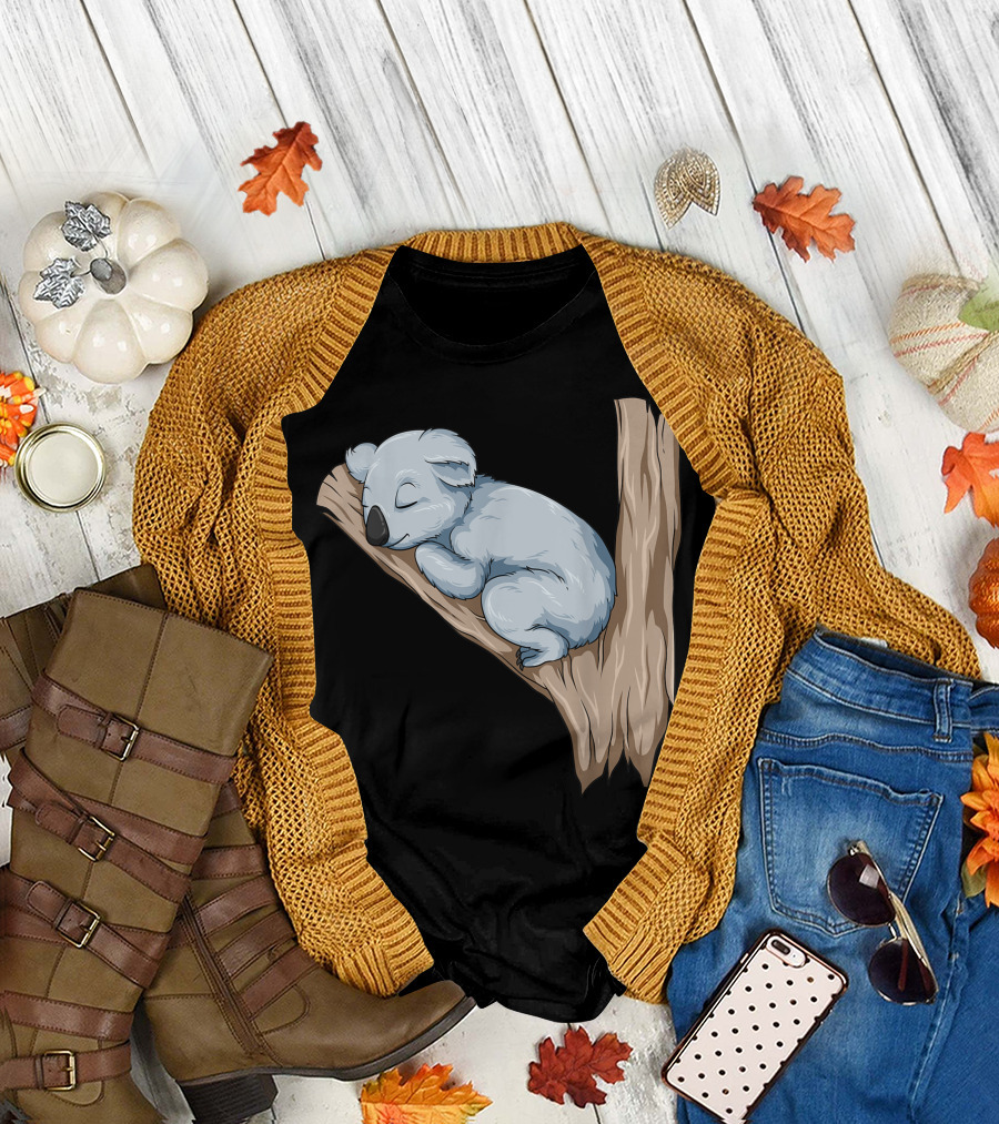 Sleeping Koala Bear on Tree Branch for Koala Lovers T-Shirt