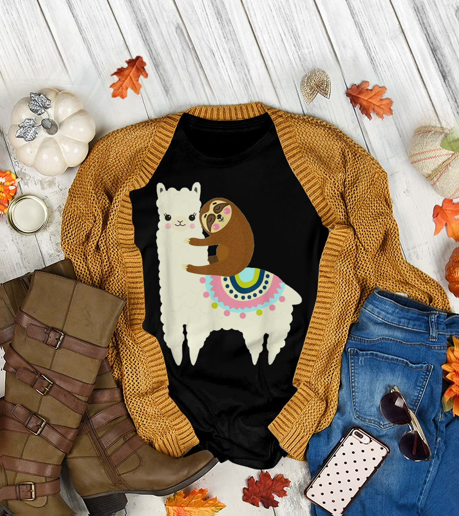 Sloth Llama Friends Party for Kids and Boys and Girls T-Shirt