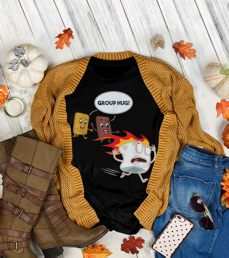 Group Hug Marshmallow Camping Bonfire Smores Roasting T-Shirt