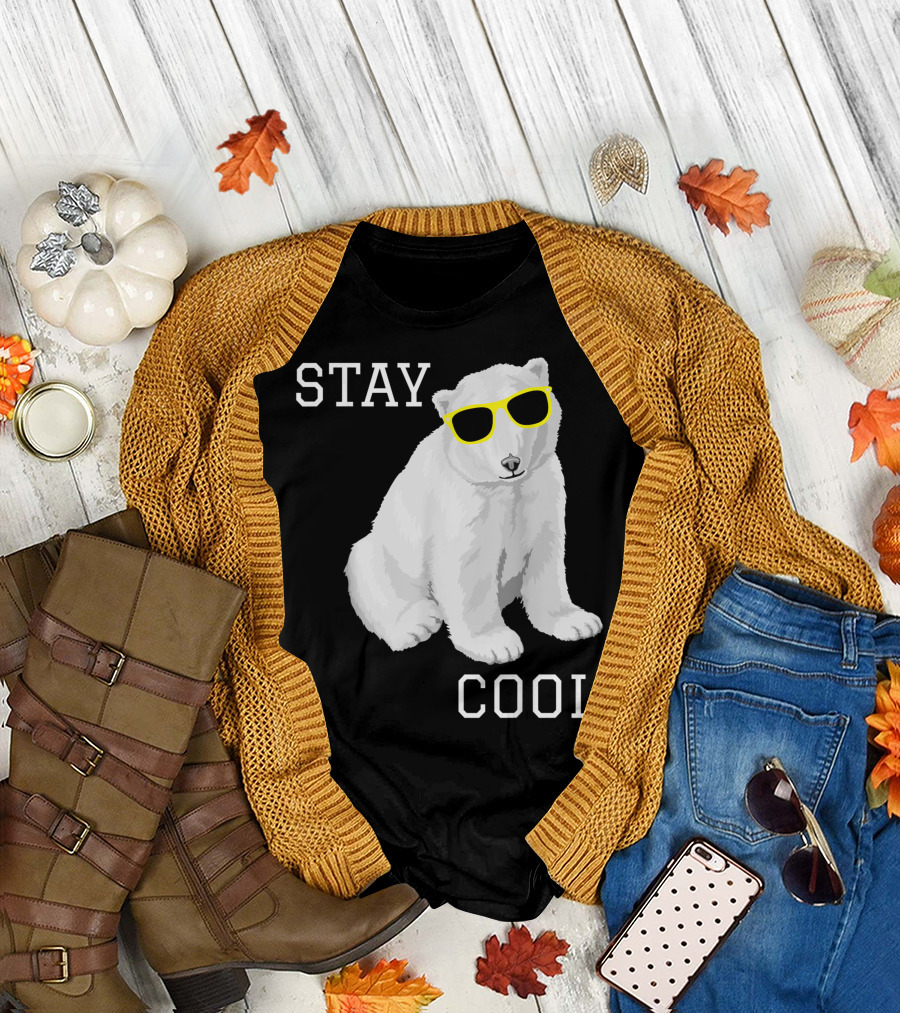 Stay Cool Cute Baby Polar Bear Cub With Sunglasses T-Shirt
