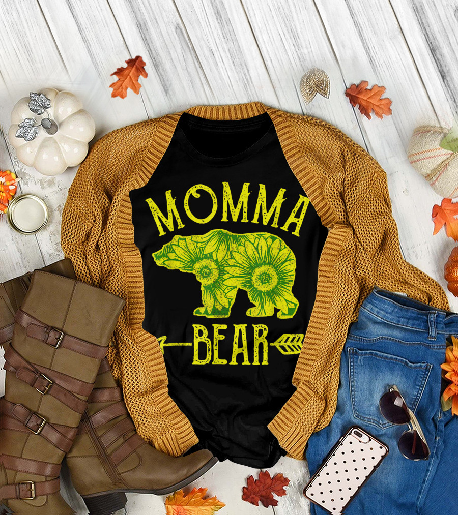 Momma Bear Sunflower Design with Arrow T-Shirt