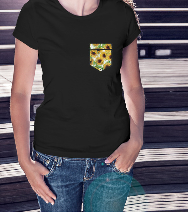 Sunflower Aesthetic Pocket Print Sunflower T-Shirt