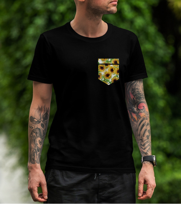 Sunflower Aesthetic Pocket Print Sunflower T-Shirt
