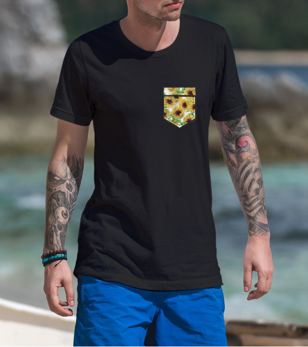 Sunflower Aesthetic Pocket Print Sunflower T-Shirt