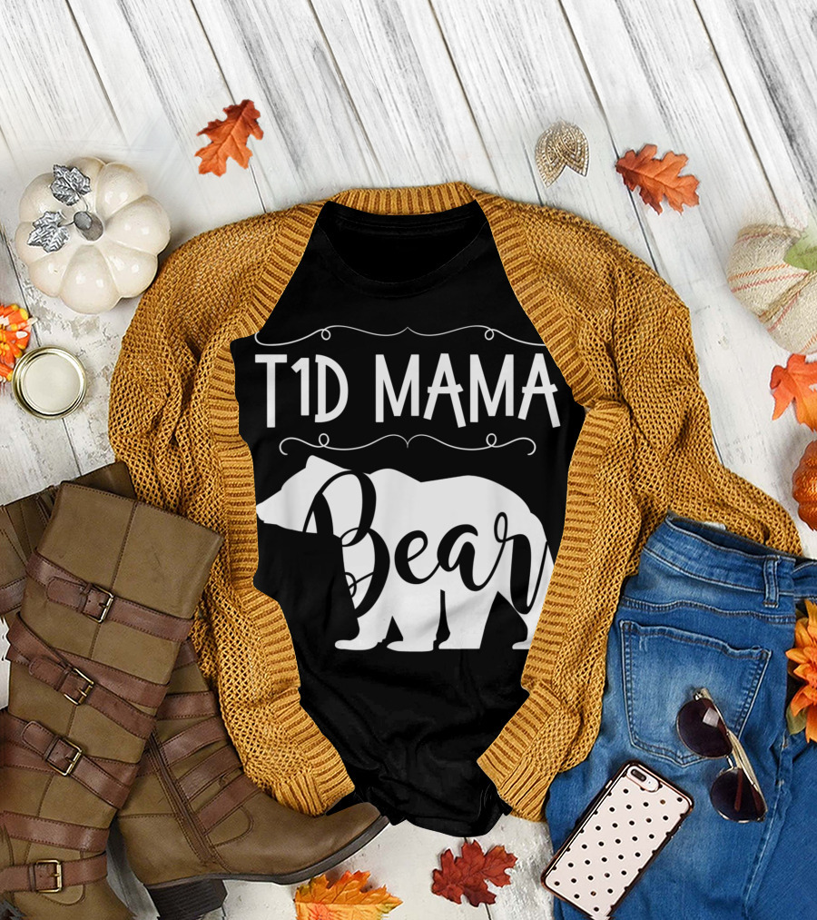 T1D Mama Bear Type1 Diabetes Awareness Mom T-Shirt