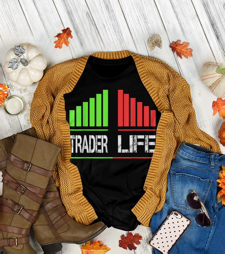Trader Life Wall Street Bull and Bear Market Trading Bars T-Shirt