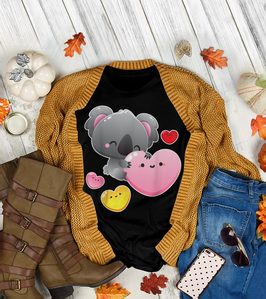 Valentines Day Koala Bear with Cute Heart Faces T-Shirt