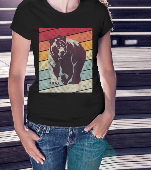 Vintage Bear Lover Bears Retro Stripes T-Shirt