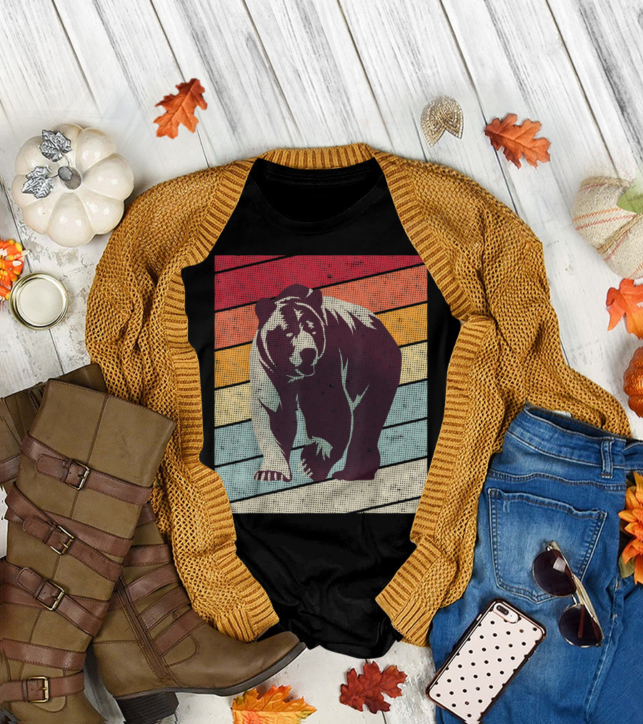 Vintage Bear Lover Bears Retro Stripes T-Shirt