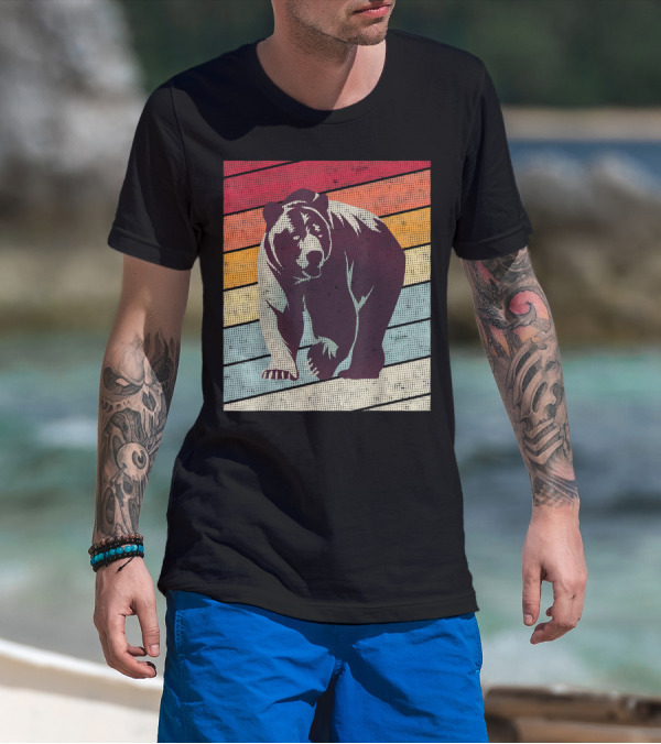 Vintage Bear Lover Bears Retro Stripes T-Shirt
