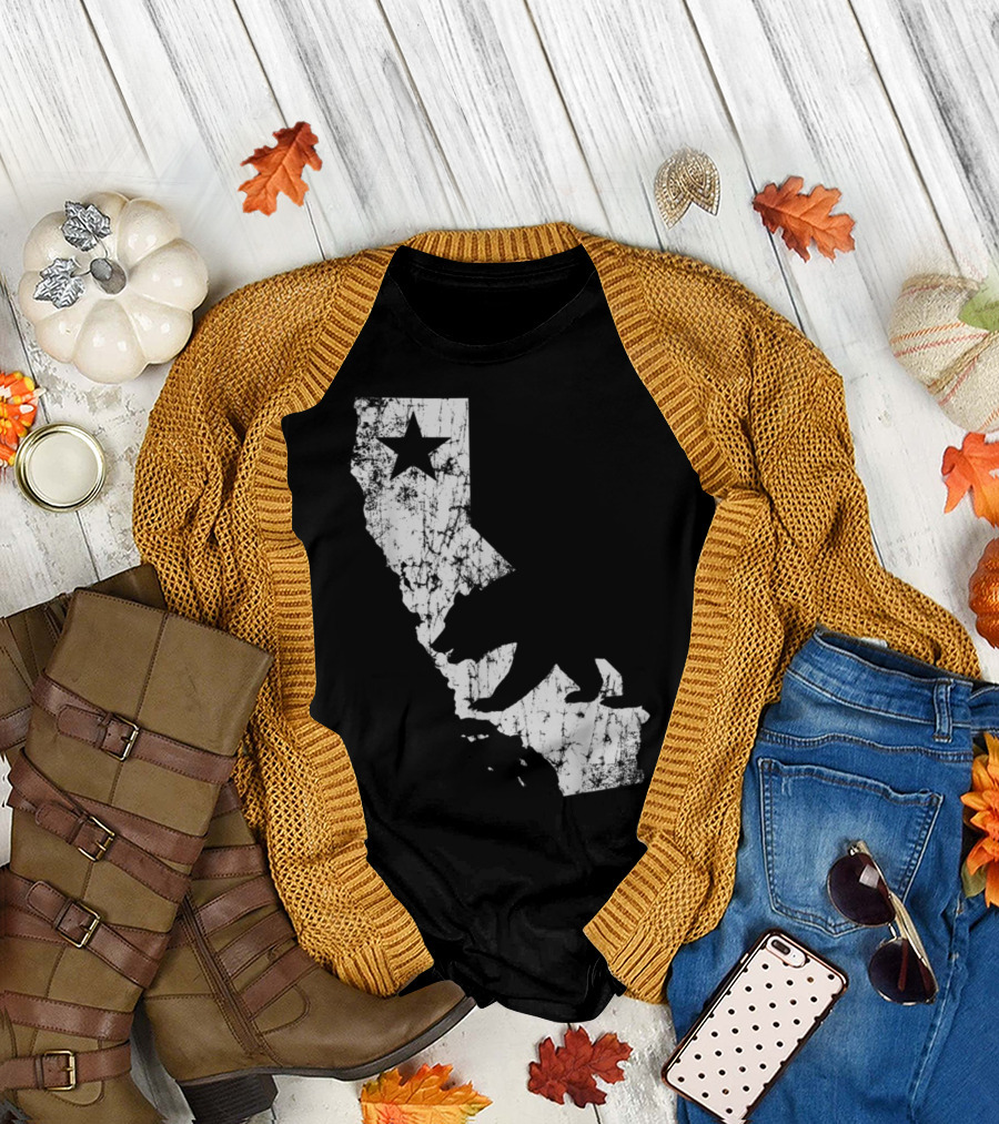 Vintage Grunge California Republic Bear Star Cali Life Love La T-Shirt
