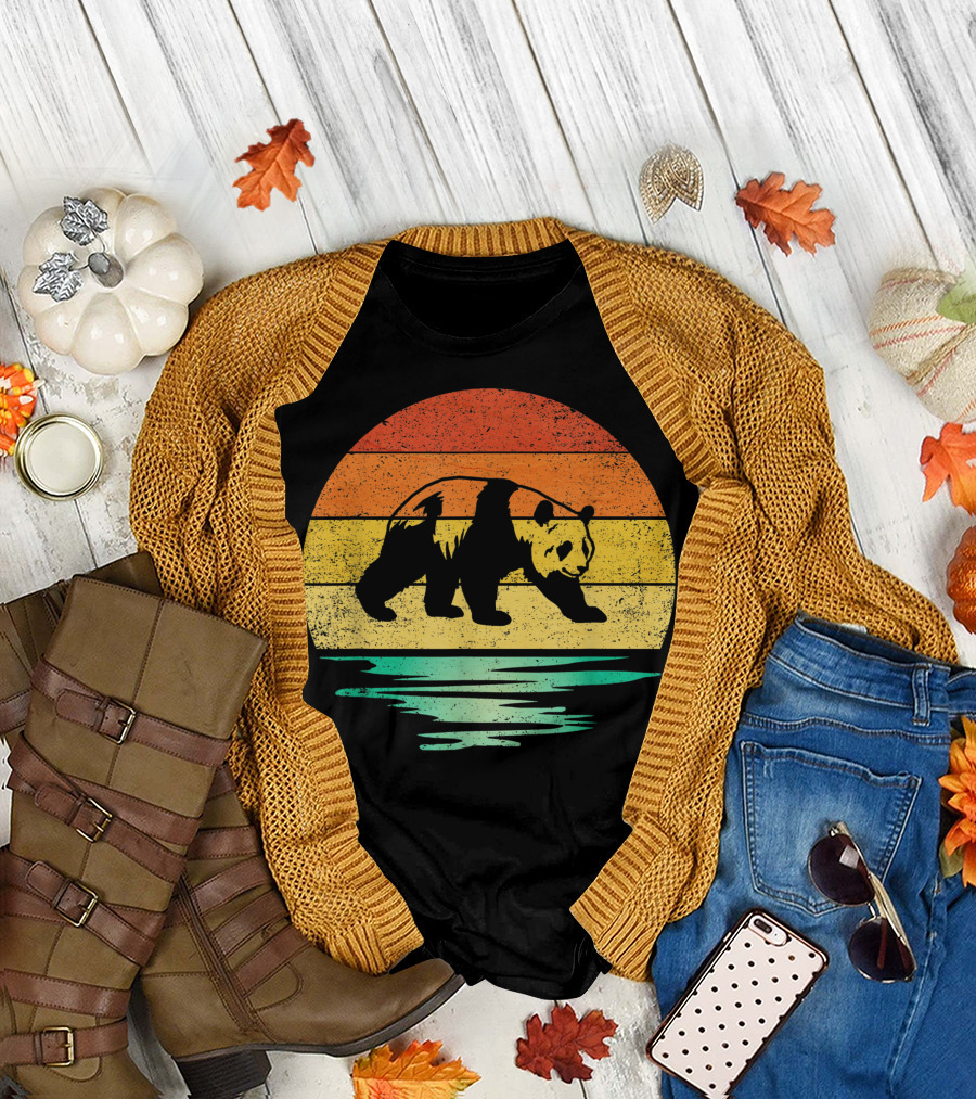 Vintage Sunset Panda Bear T-Shirt