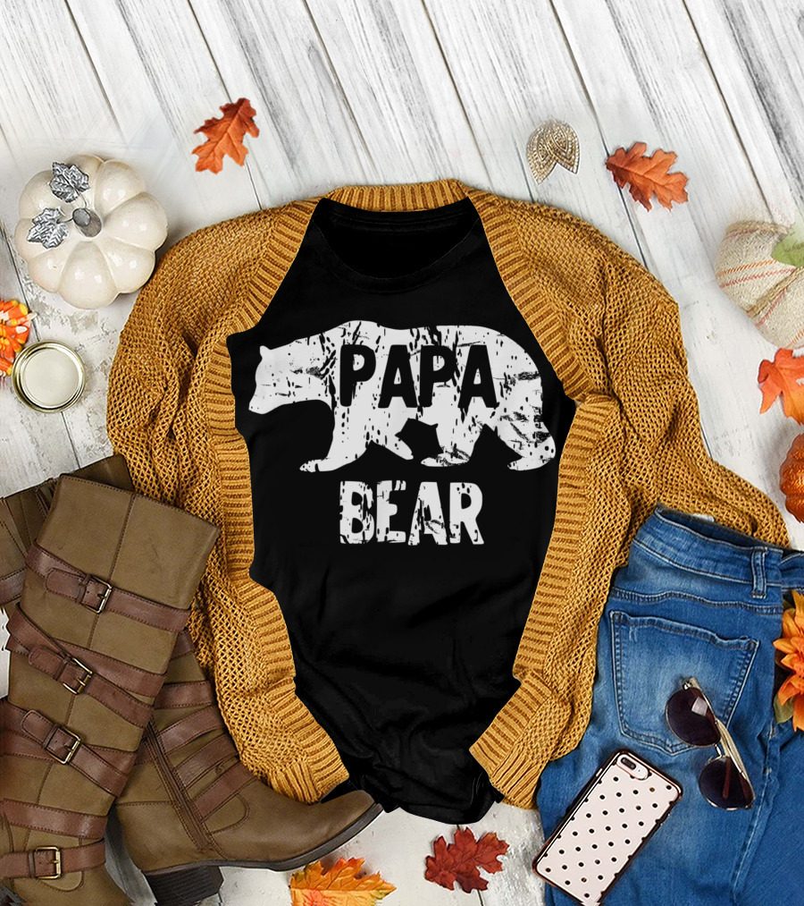 Papa Bear Vintage Dad Daddy Father Fun T-Shirt