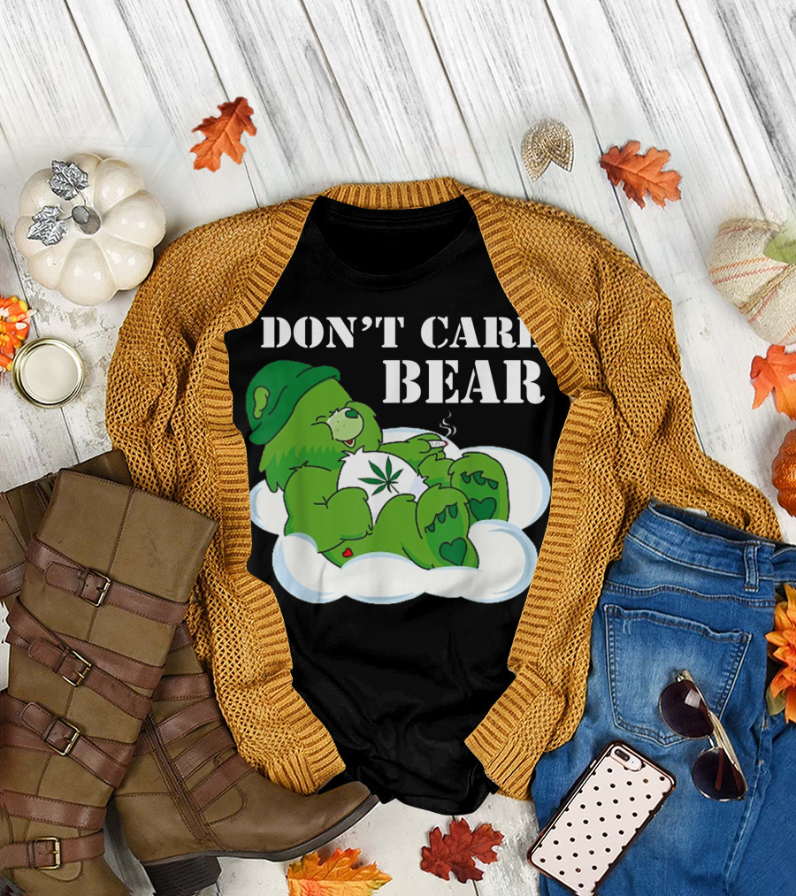Don't Care Bear Weed Herb Cute Bear Smoking T-Shirt