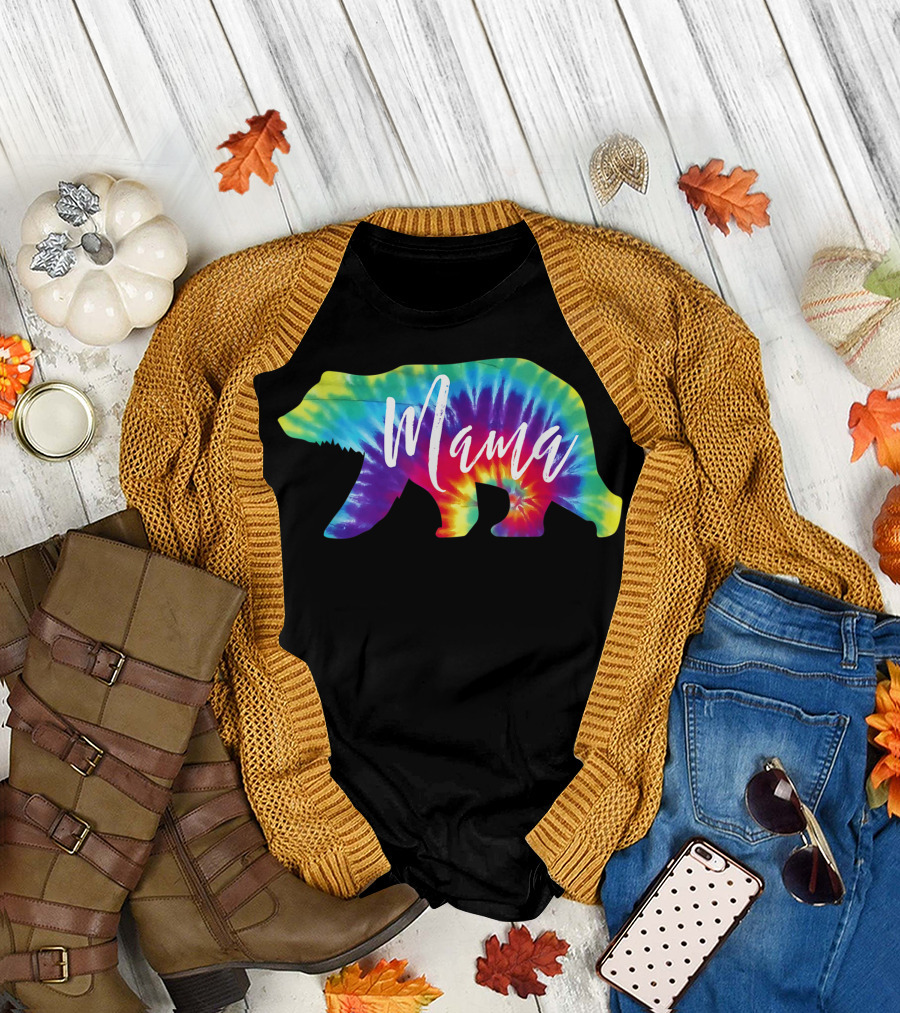 Mama Bear Tie Dye Rainbow T-Shirt