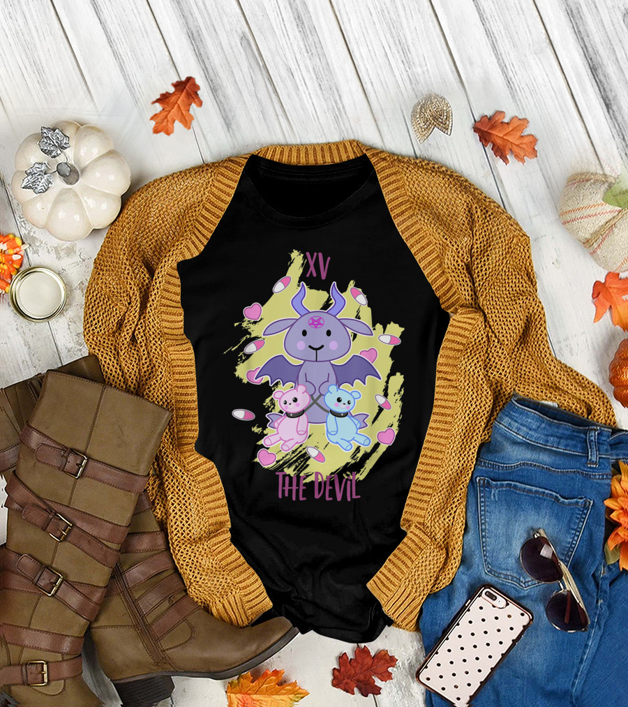 XV The Devil Yami Kawaii Tarot Card Cute Demon with Teddy Bears and Hearts T-Shirt