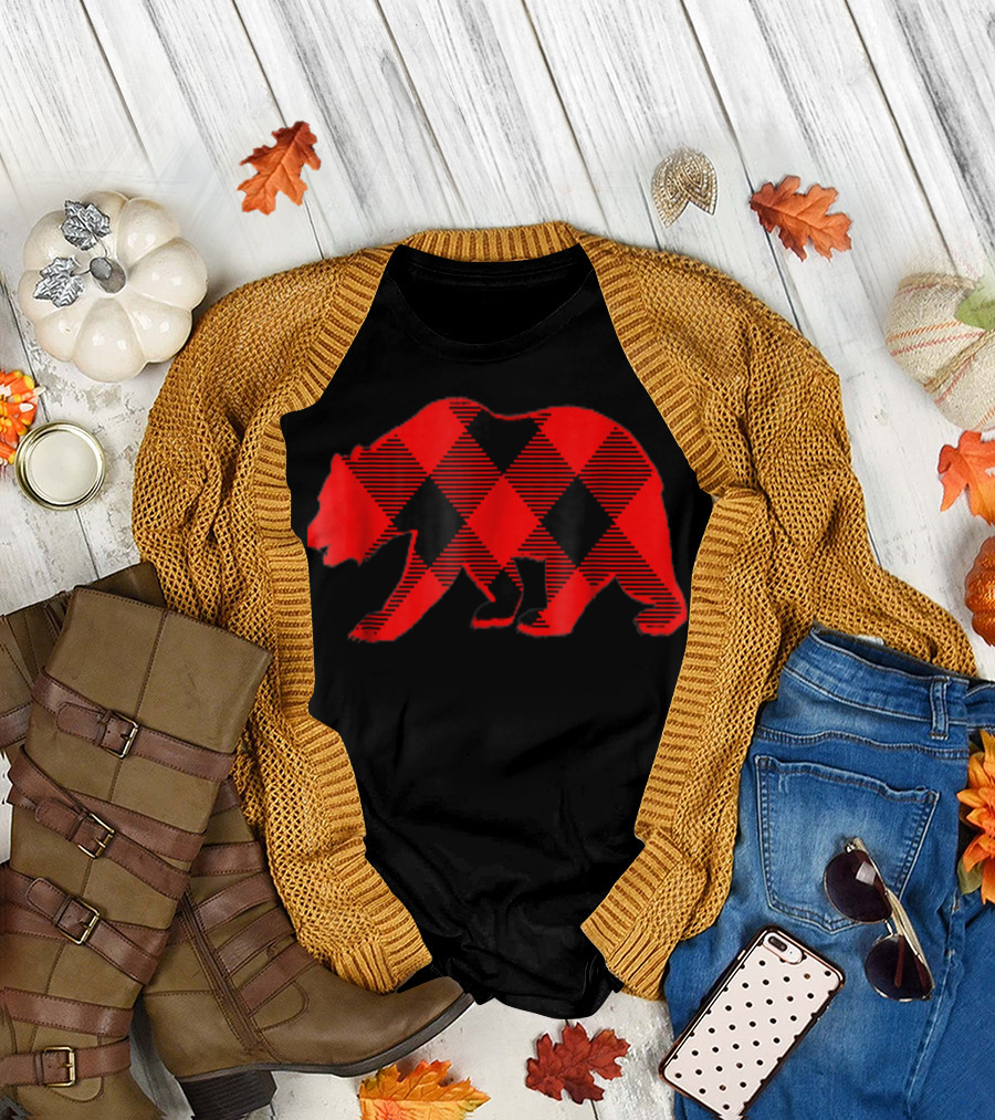 Plaid Bear Pattern T-Shirt