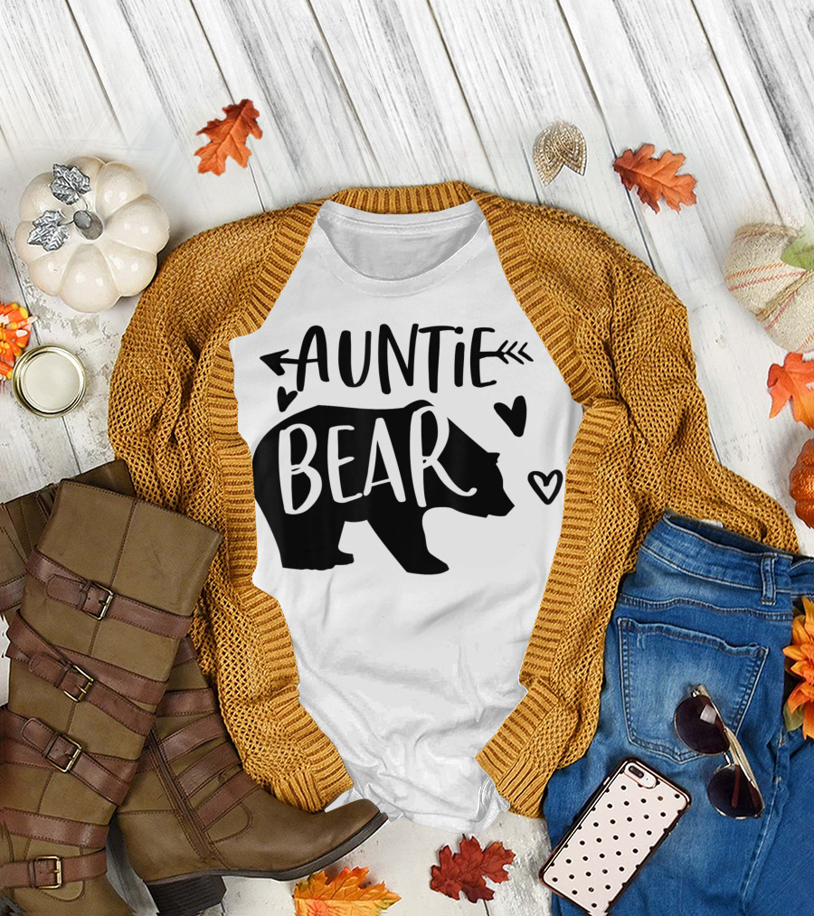 Auntie Bear Heart Arrow Cute Family Aun Bear T-Shirt