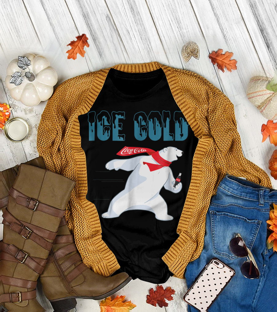 Coca Cola Ice Cold Polar Bear Holding Coke Bottle T-Shirt