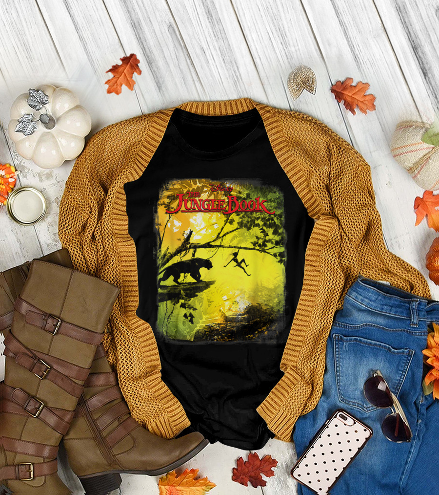 Disney The Jungle Book Panther and Mowgli Adventure in the Jungle T-Shirt