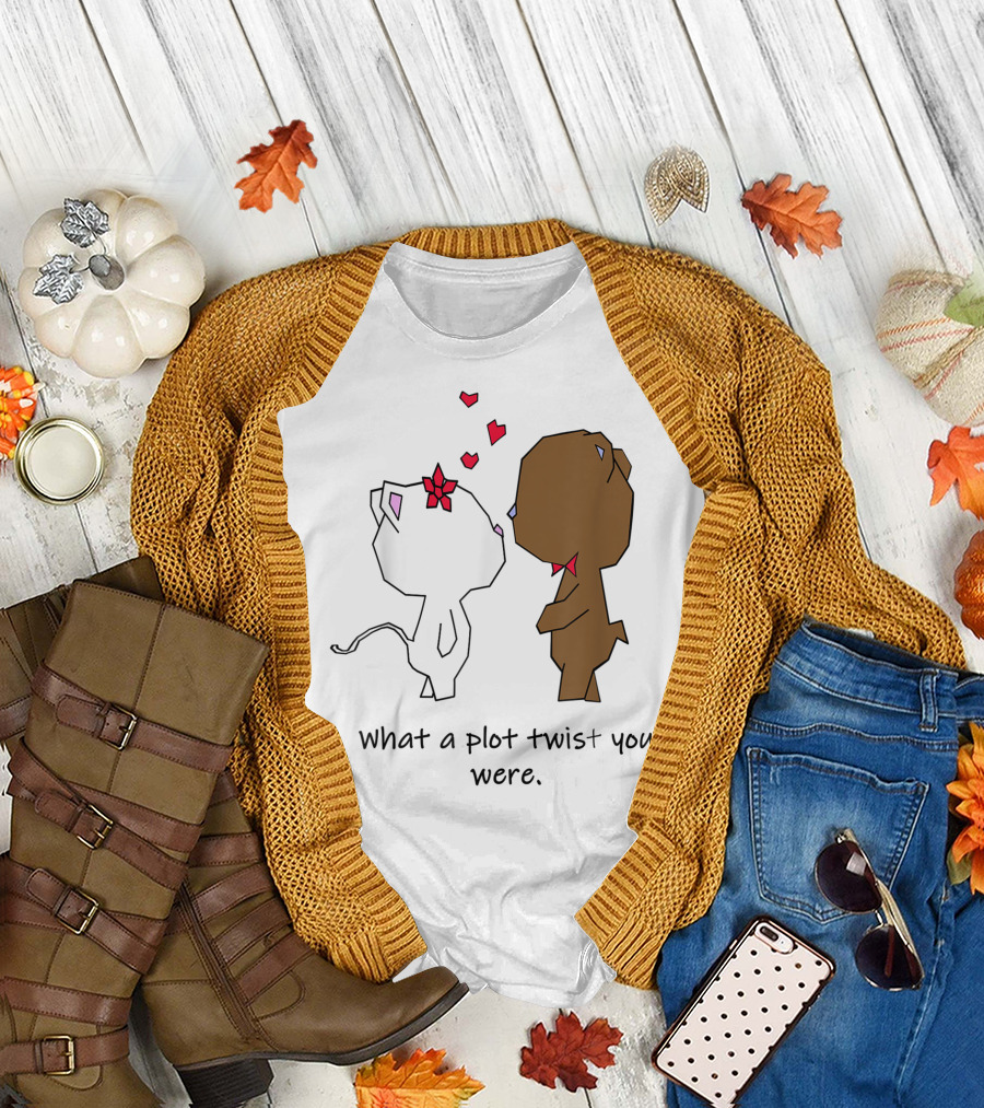 What a Plot Twist You Were Love Animal Couple Cat and Bear Valentine's Day T-Shirt