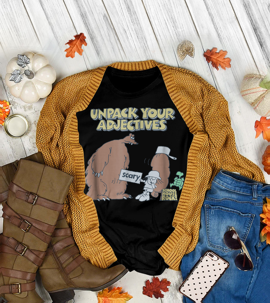 Unpack Your Adjectives Schoolhouse Rock Scary Bear T-Shirt