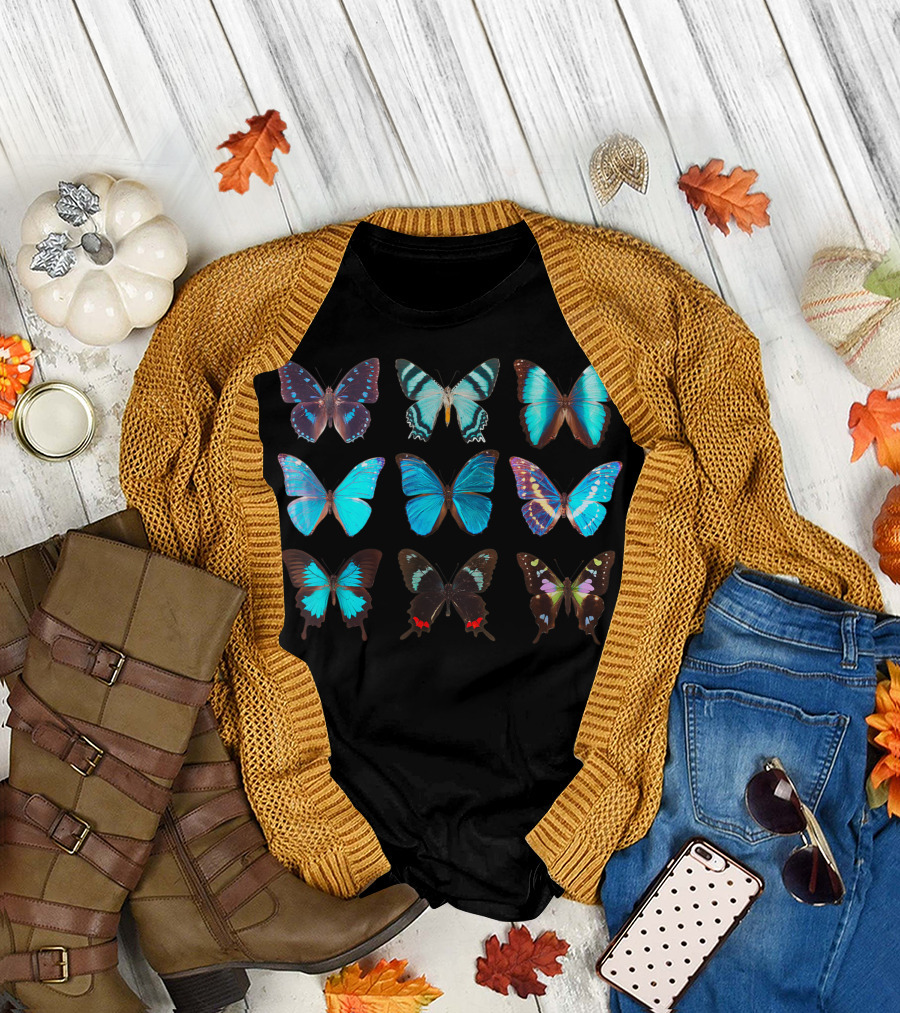 Butterfly Lover Colorful Butterflies Entomologist Science Collection T-Shirt