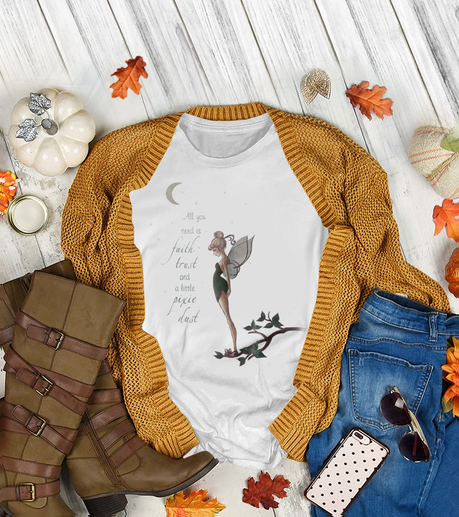 Disney Peter Pan Tinker Bell All You Need Is Faith Trust and a Little Pixie Dust Moon T-Shirt